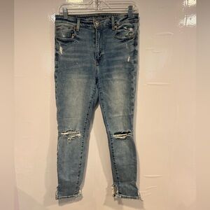 Women's American Eagle Distressed Blue Skinny Jeans